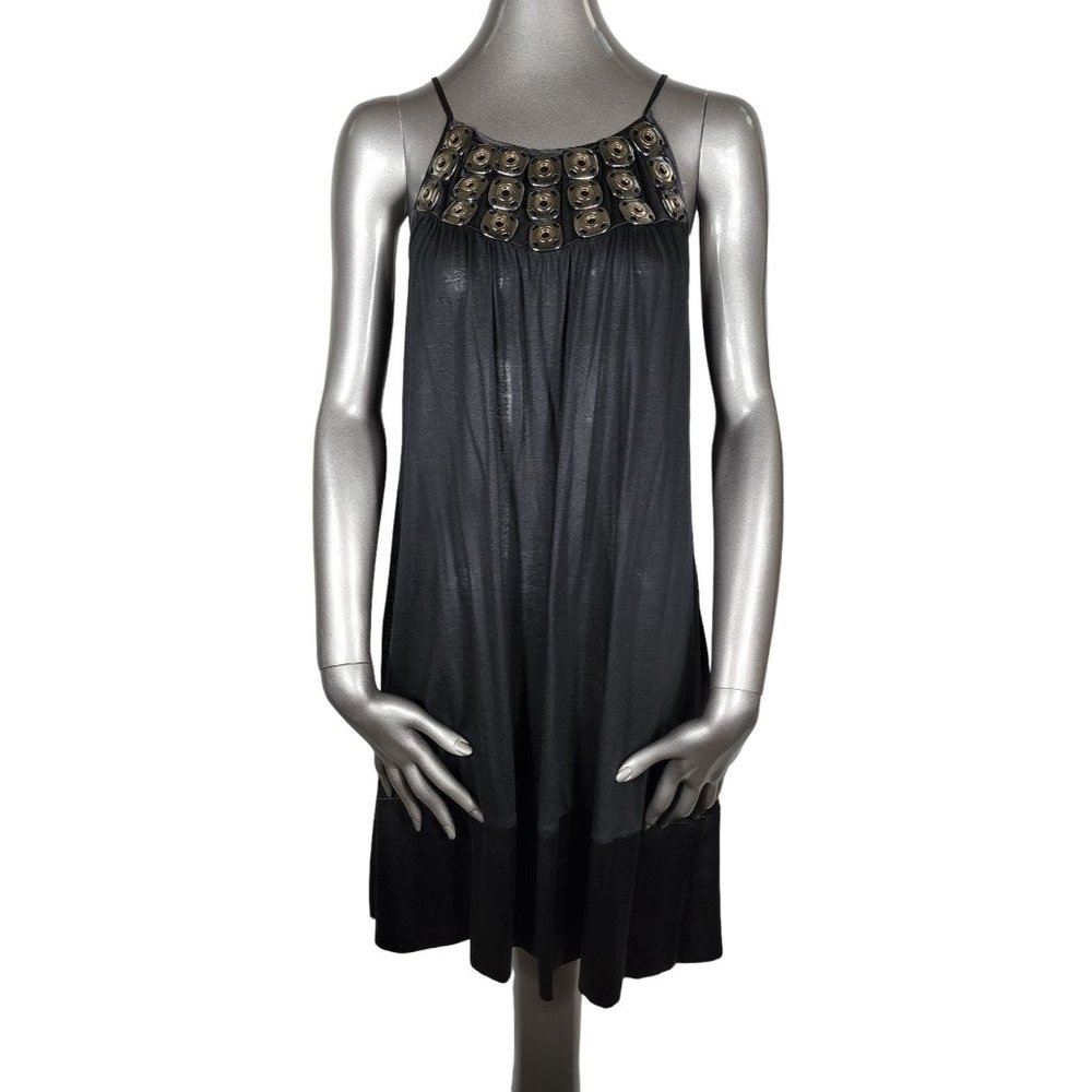 Thomas Wylde Black Dress Embellished Silver Snap Extra Small XS